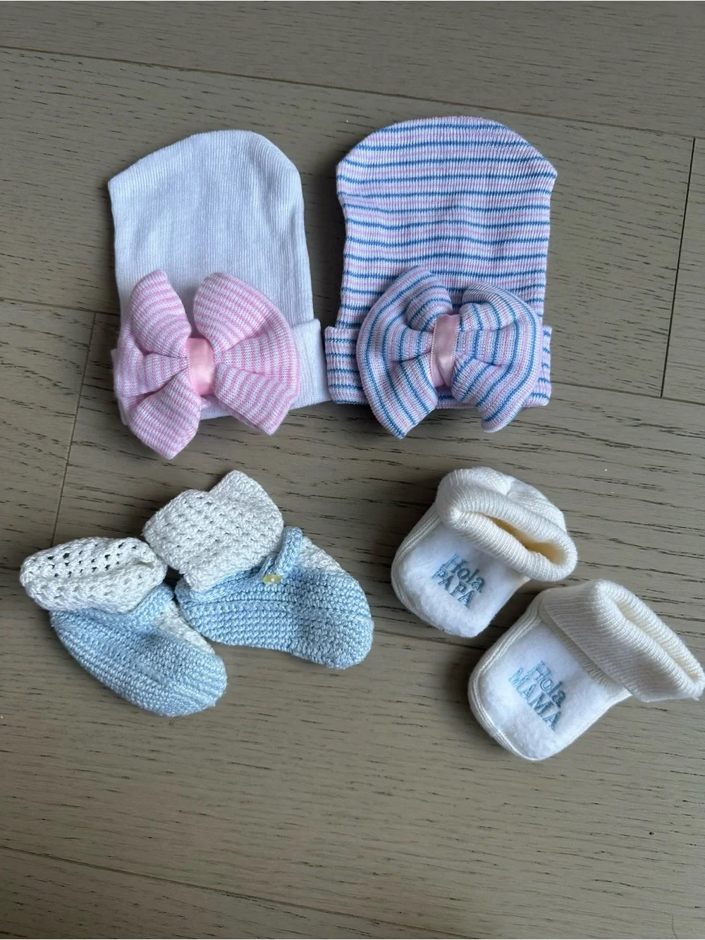 Baby Pink Bow Knit Hat and Socks Set - Kids Accessories